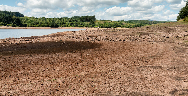 Оголившееся дно водохранилища Ллвин-Онн, Мертир-Тидвил, Великобритания. Фото: 123rf.com