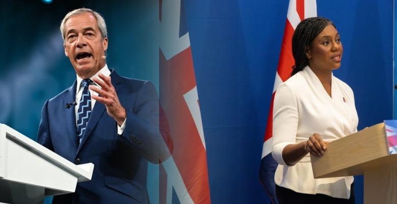 Лидер Reform UK Найджел Фарадж и лидер Консервативной партии Кеми Баденок. Фото: x.com/Nigel_Farage, x.com/KemiBadenoch