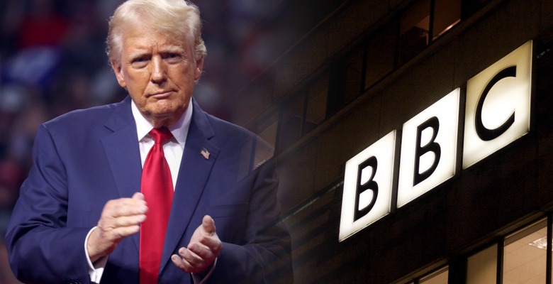 Президент США Дональд Трамп и логотип вещательной корпорации Би-би-си. Фото: flickr.com/gageskidmore, flickr.com/lovecoffee.