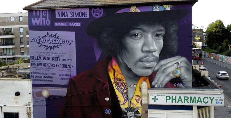 Американский гитарист-виртуоз, певец, композитор и автор песен Джимми Хендрикс. Фото: x.com/zabouartist