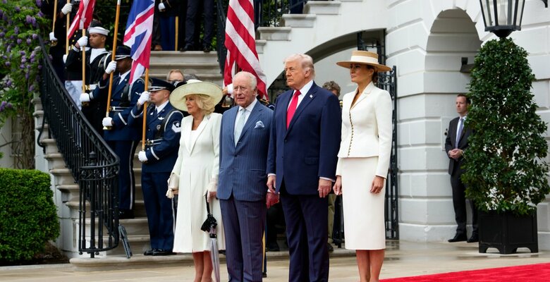 Королева Камилла, король Карл III, Дональд Трамп и Мелания Трамп во время государственного визита короля Великобритании в США. Фото: x.com/WhiteHouse